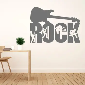  Китара, Рок, Рокери Силует на Стената Vinyl Стикер Инструмент Стикер За Декориране на Дома и Музикалната Стая A001678