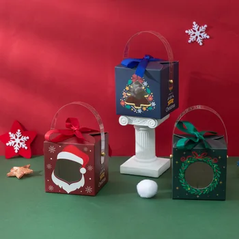  Коледен Подарък Кутия Кухи Творчески Кутии за шоколадови Бонбони с Дръжки Детски Душ Вечерни Сувенири, Кутии за Торти Опаковъчен Натиснете Гвоздях