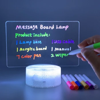  Лека нощ За Въвеждане на Ръкописен текст С 7 Цветни Стираемыми Дръжки Перезаписываемая Дъска За Рисуване Бележки USB LED Desck Лампа Декор Детски Подарък