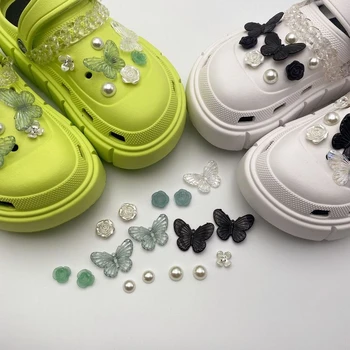  Луксозни Висулки с Кристали във формата на Крокодил, Дизайнерски Модни Реколта Сабо, Обтегач, Пеперуди, Цветя, закачалки за Обувки Crocs, Качествена Бижутерия за Обувки