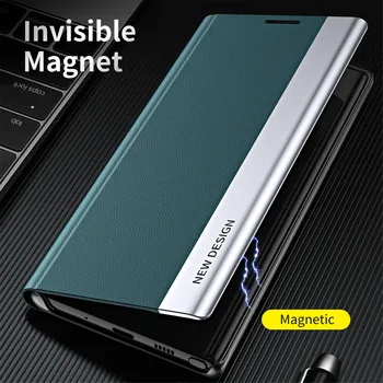  Магнитен Кожен Калъф За POCO F4 M4 X4 GT NFC Pro 4G 5G Xiaomi Mi 12 12X11 11i 10 10В 10X Lite Redmi Note 11T 11S флип-надолу на кутията