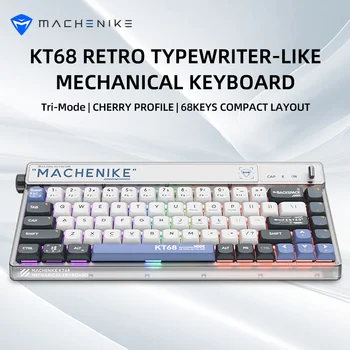  Механична Клавиатура Machenike KT68 68 клавиши RGB с възможност за гореща подмяна на ключове череша профил, Трехрежимная Безжична Клавиатура За Win / Mac /iPad