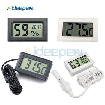  Мини LCD Дигитален Термометър, Влагомер - 50 ~ 110 градуса Датчик за Температура За Вътрешно Външно Фризера на Хладилник 1 М На 1,5 М, 2 М, Сонда