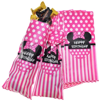  Мини Маус Прозрачни Пластмасови Найлонови Подарък Пакети, Чанти за Бонбони, Чанти за Предложения за Момичета, Подаръци за Рожден Ден, Сватбени Декорации