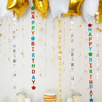  Многоцветен честит Рожден Ден Овесени ядки Балон подвесное декорация Сватба Любов Банер Венец Детски Рожден Ден направи си САМ Украса