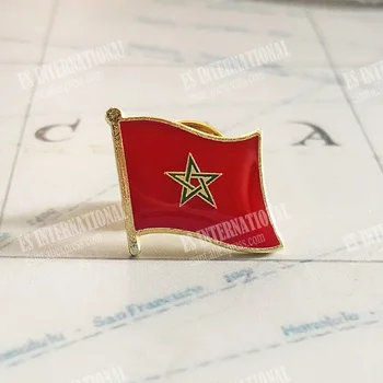  Национален Флаг На Мароко Игли За Ревери Crystal Епоксидни Метална Емайл Икона Боя Брошка Спомен Костюм Самоличността На Сувенири