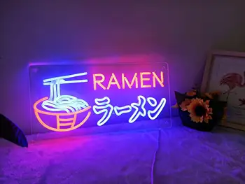  Неонова реклама с японска юфка Ramen | декорация на стените в хола | Led неонова реклама |неонова светлина за стена