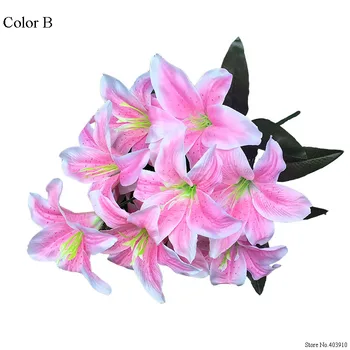  Нов 1 Букет От 10 Глави Копринени Цветя Европейските Изкуствени Цветя, Лилии Многоцветни Фалшиви Цветя За Сватба, Украса На Домашно Парти