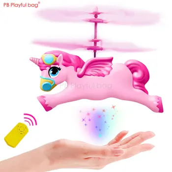  Нов Летящ Еднорог, Чувствителен самолет, LED Радиоуправляеми безпилотни летателни апарати с Единорогом, Детски висящи играчки, USB зареждане, за разпознаване на жестове, Детски подаръци AC59
