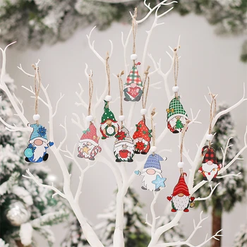  Нова Година 2023 Коледа Безлични Джудже Коледно Дърво Висящи Дървени Орнаменти Навидад 2022 Детски Подаръци, Коледни Украси за Дома