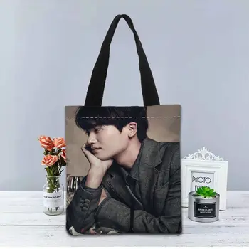  Нова изработени по Поръчка Чанта с принтом Park Hyung Sik, холщовые чанти-тоут, торбички за пазаруване и пътуване, Ежедневни Полезна Чанта На Рамото, женствена чанта