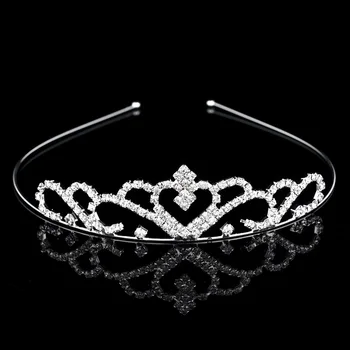  Нова превръзка на главата с корона, прическа принцеса, аксесоари за коса за момиченца, лъскава корона с кристали, сватбена прическа