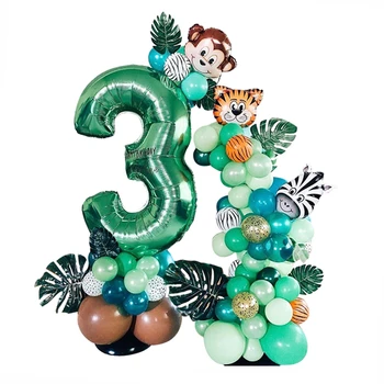  Новост! 32/40 см Цифрови Зелени балони Балони Джунглата Вечерни Кутии с Животни, Детски Рожден Ден Сафари Вечерни Горски Украса Стоки За Дома