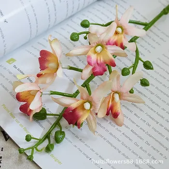  Орхидея Цимбидиум изкуствени цветя, клони декорация на дома, хотела договореност украшение подпори за сватбена фотография