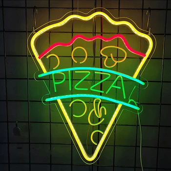  Пица Неонова реклама Led нощна светлина за Ресторант Бургер Неоновите нощна светлина за Дома Бара Една Витрина на Магазин за Декорация на Стаята