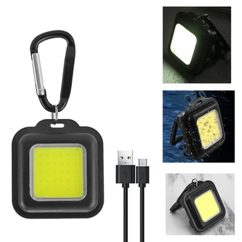  Преносим COB LED Ключодържател Фенерче USB Акумулаторна батерия Нощна Лампа Открит Колоездене Къмпинг Работни Аварийните Светлини
