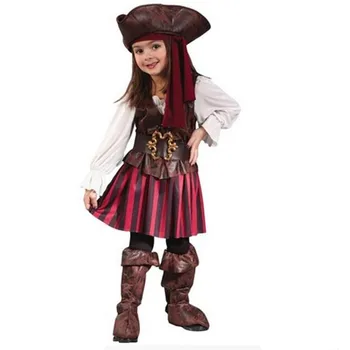  Пурим Деца Момичета Алис Пиратски Капитан Cosplay Костюм Карнавал, Детско Коледна Премяна