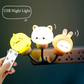  Сладък Cartoony USB лека нощ за най-Малките Деца, Нощна Лампа с Мечка, Дистанционно Управление за Детска Спалня, Нощни лампи, Коледен Подарък
