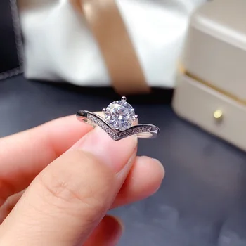  сребро проба 925, с високо качество, нови сърца, и стрели от 2 карата, V-образно высокоуглеродистое пръстен с четири диамантени бижута, дамски бижута подарък