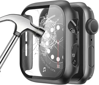  Стъкло + калъф За Apple Watch калъф 7 45 мм 41 мм iWatch калъф Аксесоари PC броня + Защитно фолио за дисплея на Apple watch серия 7 калъф