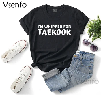  Тениска Kpop Taekook, тениска Bangtan Kim Taehyung и Jeon Jungkook, Дамски Мъжка Тениска V и JK Army Group, Тениска с принтом K-Pop Тениска