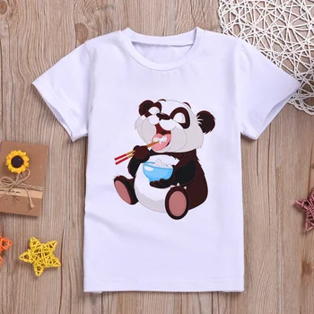 Хубава нова детска тениска с изображение на Кавайной Панди, тениска за момчета и момичета в стил Харадзюку, детска тениска с кръгло деколте, бяла детска риза