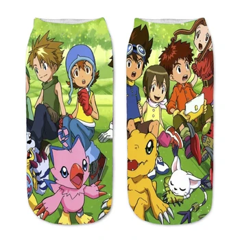  Чорапи Аниме Digimon Adventure 3D Принтом, Директни Чорапи С Герои от Анимационни филми, Мъжки И Дамски Къси Чорапи За Тийнейджъри, Кавайные Вечерни Чорапи До Глезена на крака, скъпа Чорап