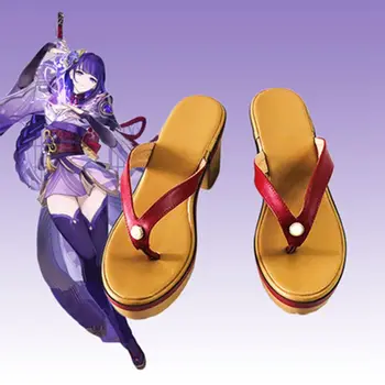  Японското Аниме Genshin Impact RAIDEN SHOGUN Обувки За Cosplay 2D Изложба на Комикси Подпори Кимоно Чехли Дамски 2022 Нови